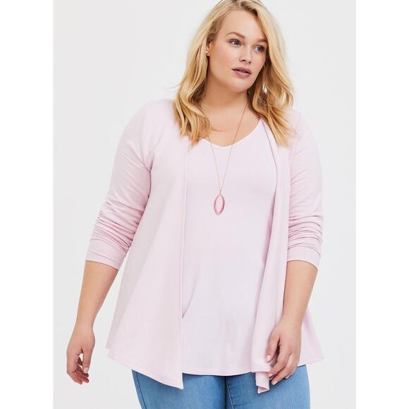Torrid Womens Cardigan 3 3X 22 24 Pink Super Soft Fleece Open Front Babydoll - Picture 1 of 9